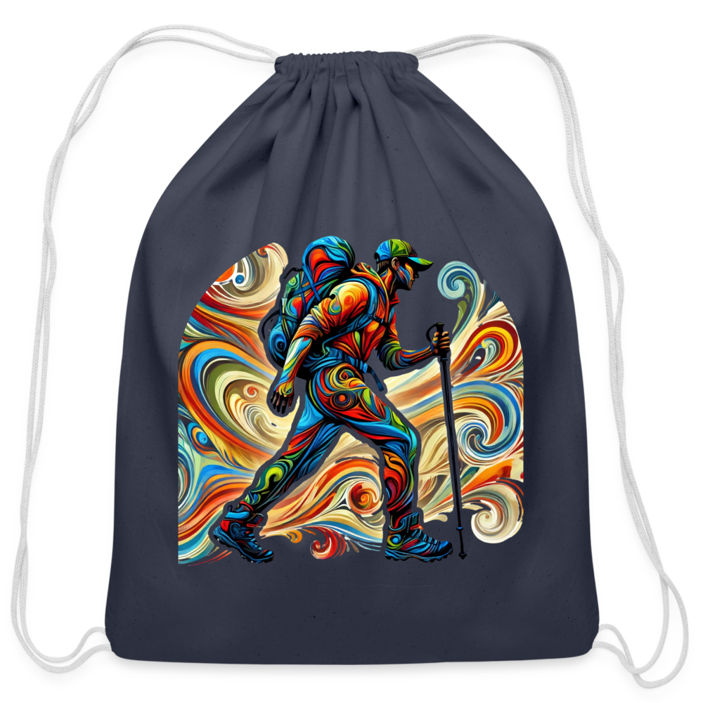 Psychedelic Male Hiker - Cotton Drawstring Bag - navy