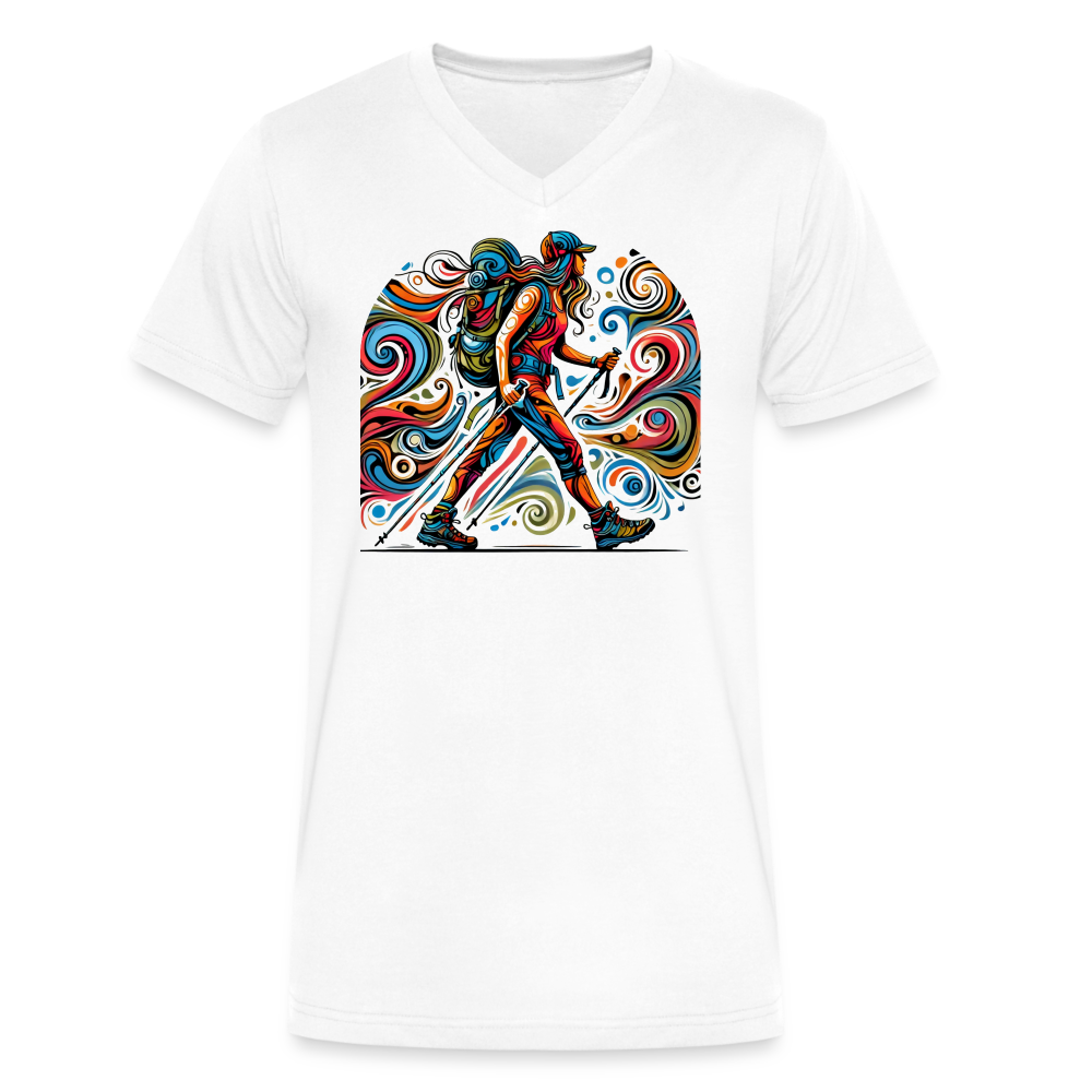 Psychedelic Female Hiker - Unisex V-Neck T-shirt - white