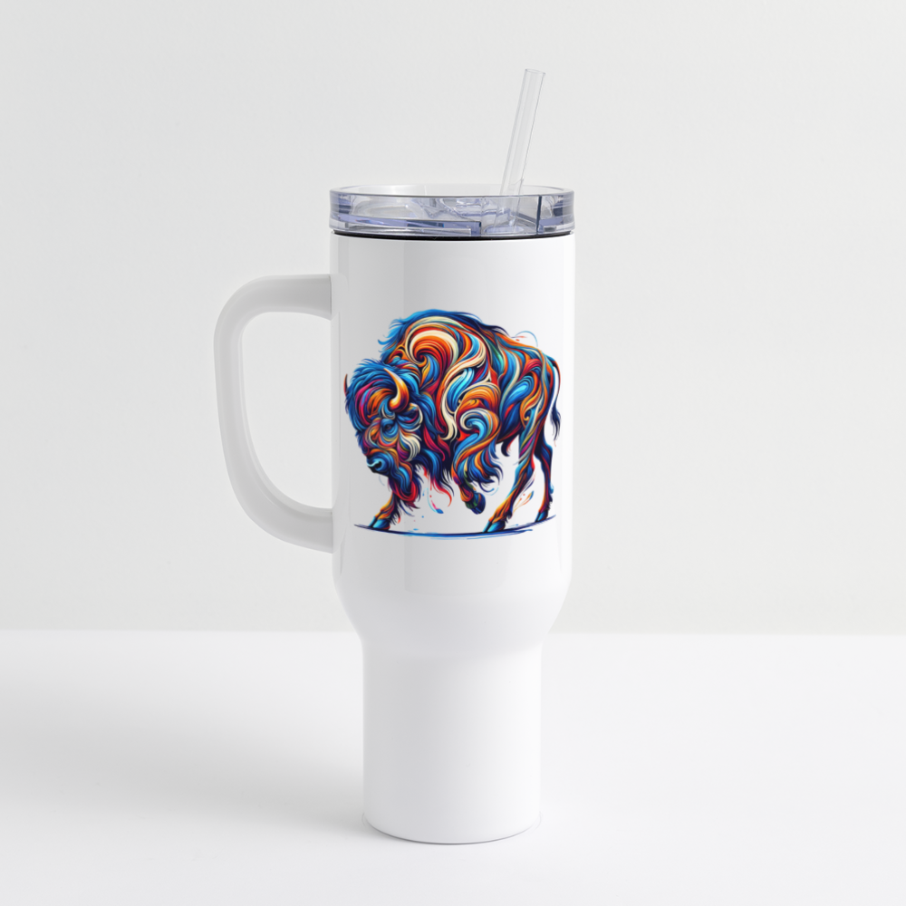 Psychedelic Bison - 40 oz Travel Tumbler - white