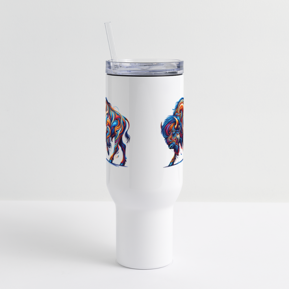 Psychedelic Bison - 40 oz Travel Tumbler - white