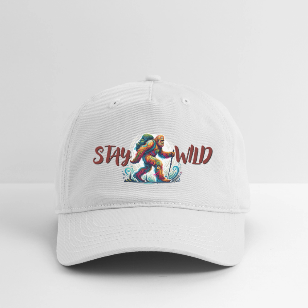Stay Wild Bigfoot - Organic Baseball Cap - white