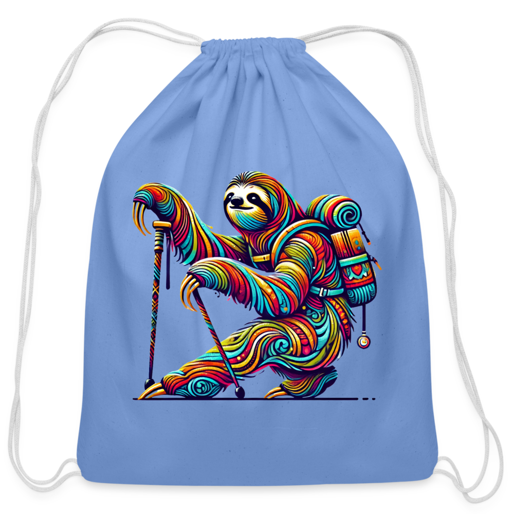 Psychedelic Sloth - Cotton Drawstring Bag - carolina blue