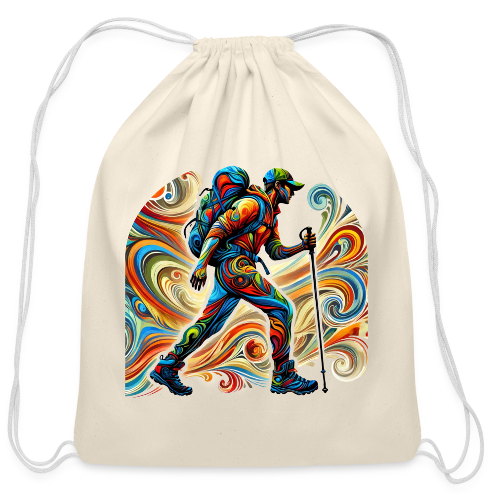 Psychedelic Male Hiker - Cotton Drawstring Bag - natural