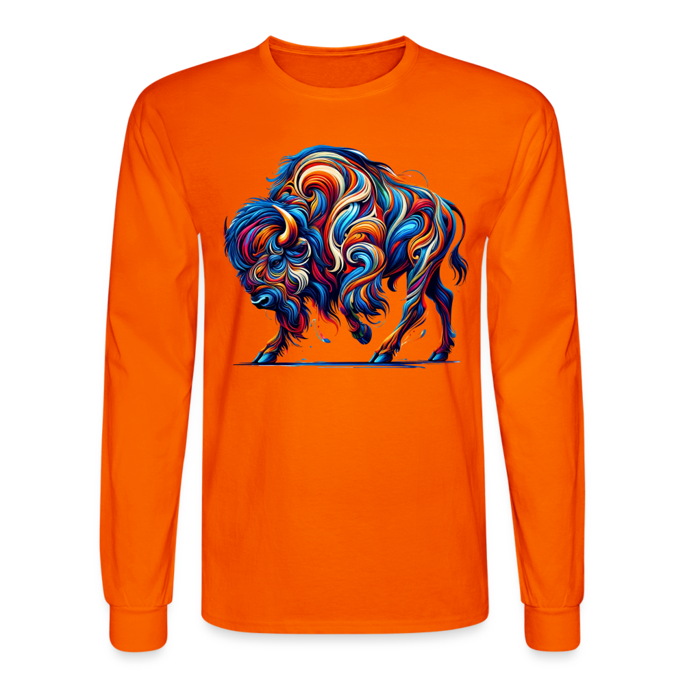 Psychedelic Bison - Unisex Long Sleeve T-Shirt - orange
