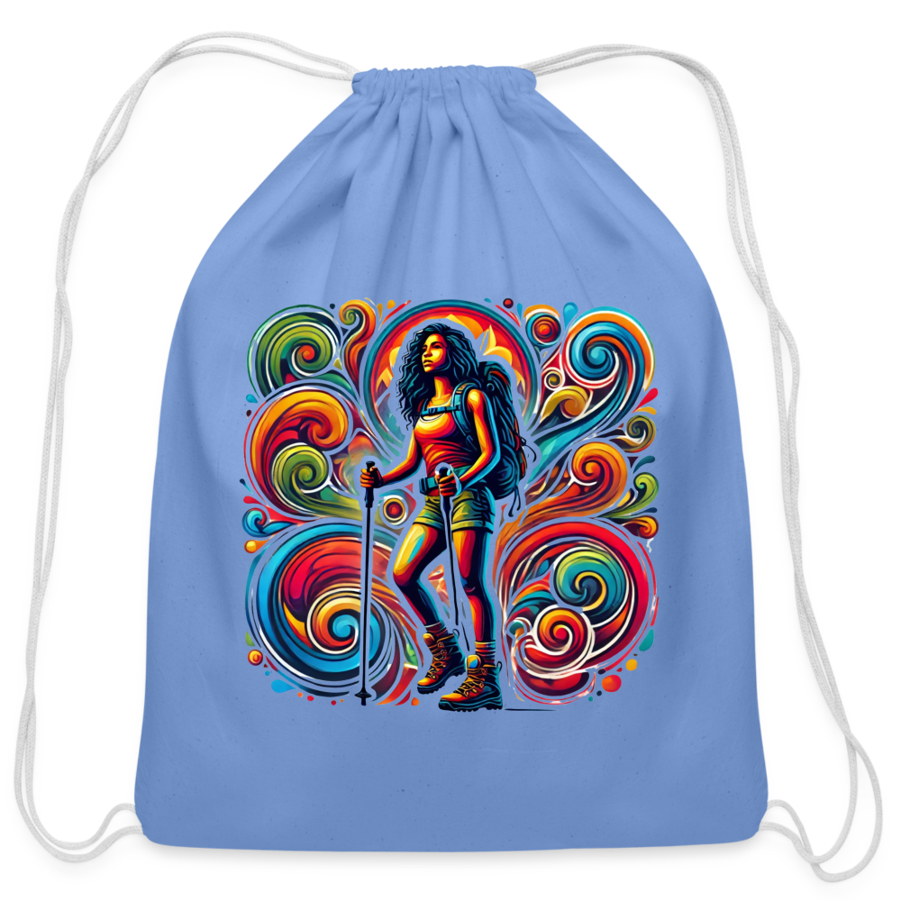 Psychedelic Female 2 Hiker - Cotton Drawstring Bag - carolina blue