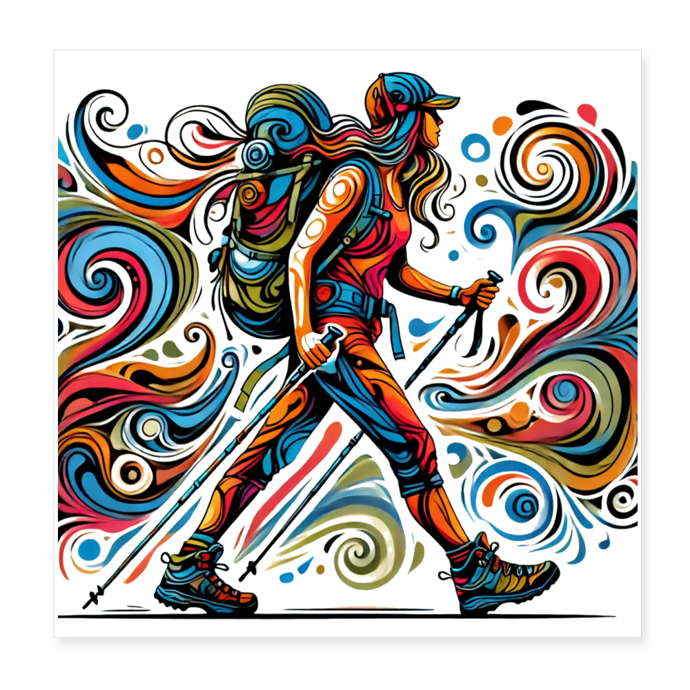 Psychedelic Hiker - Poster 8x8 - white