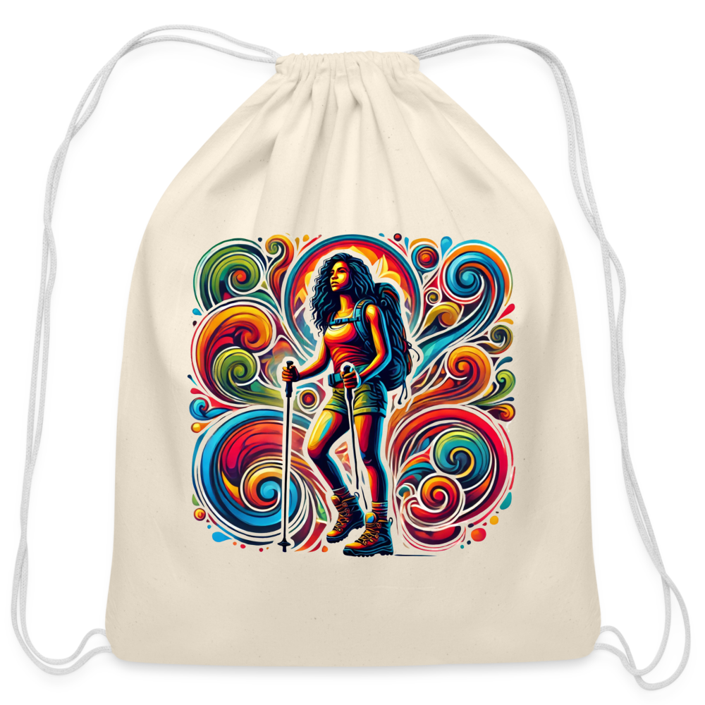 Psychedelic Female 2 Hiker - Cotton Drawstring Bag - natural