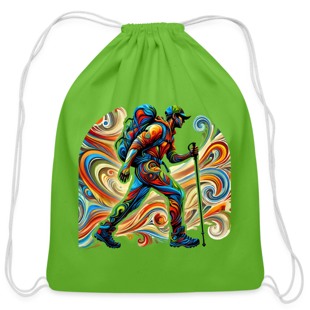 Psychedelic Male Hiker - Cotton Drawstring Bag - clover