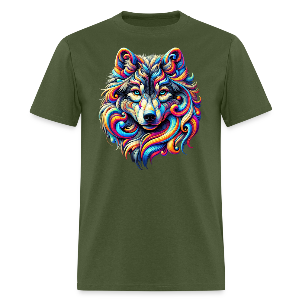 Psychedelic Wolf - Unisex T-shirt - military green