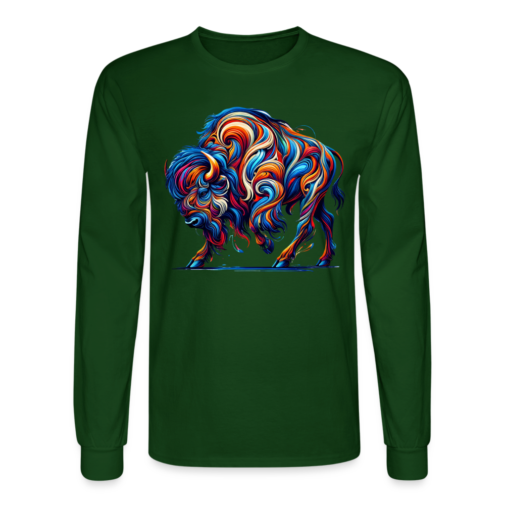 Psychedelic Bison - Unisex Long Sleeve T-Shirt - forest green