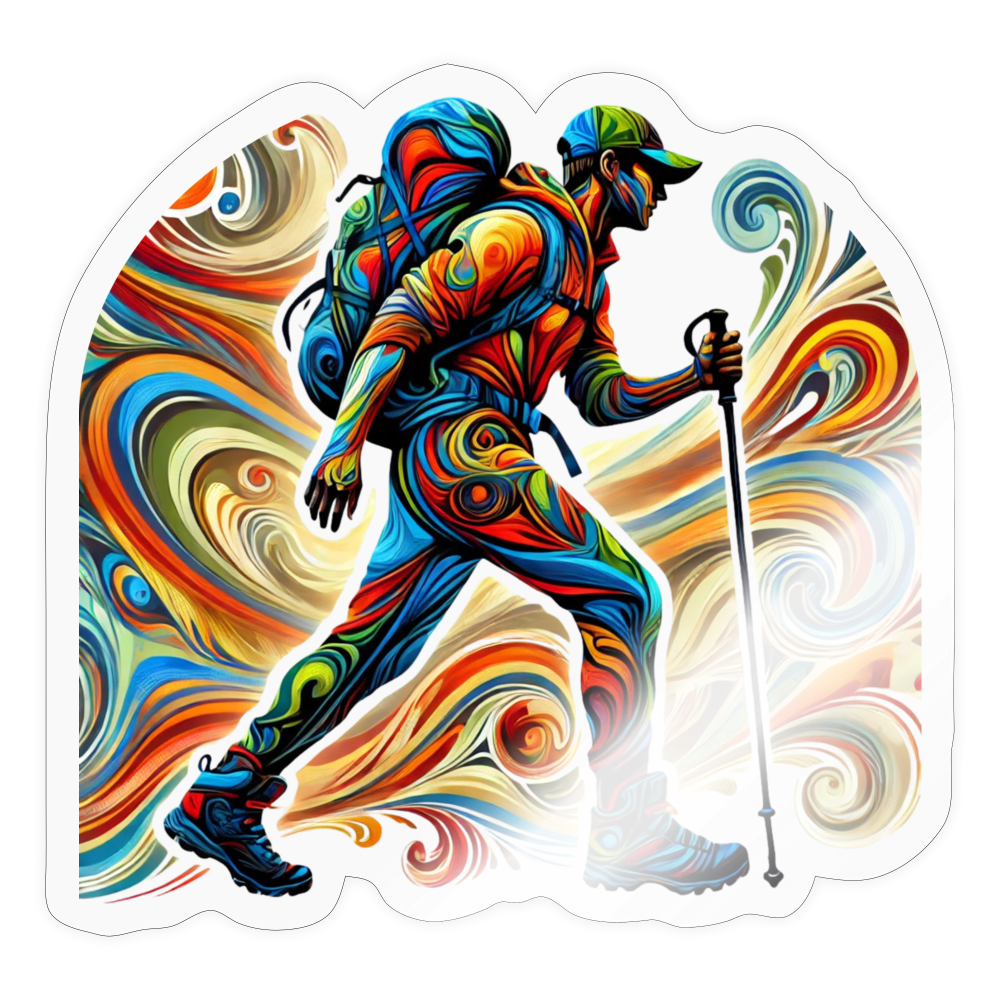 Psychedelic Male Hiker - 4" Decal (FREE SHIPPING) - transparent glossy
