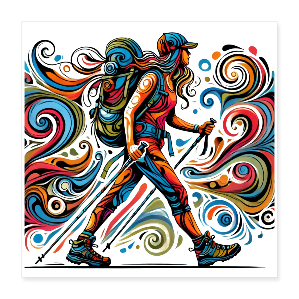 Psychedelic Hiker - Poster 16x16 - white