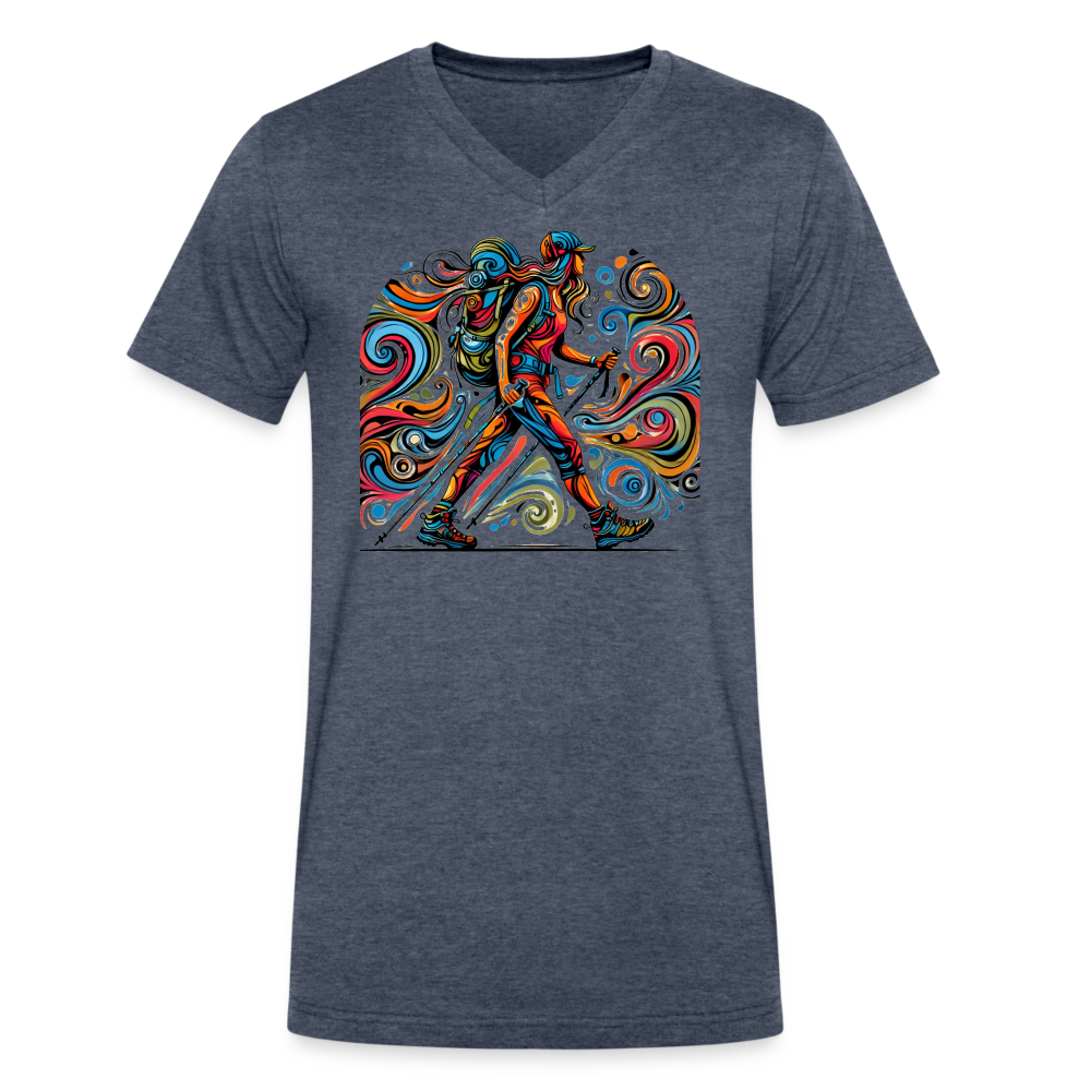 Psychedelic Female Hiker - Unisex V-Neck T-shirt - heather navy