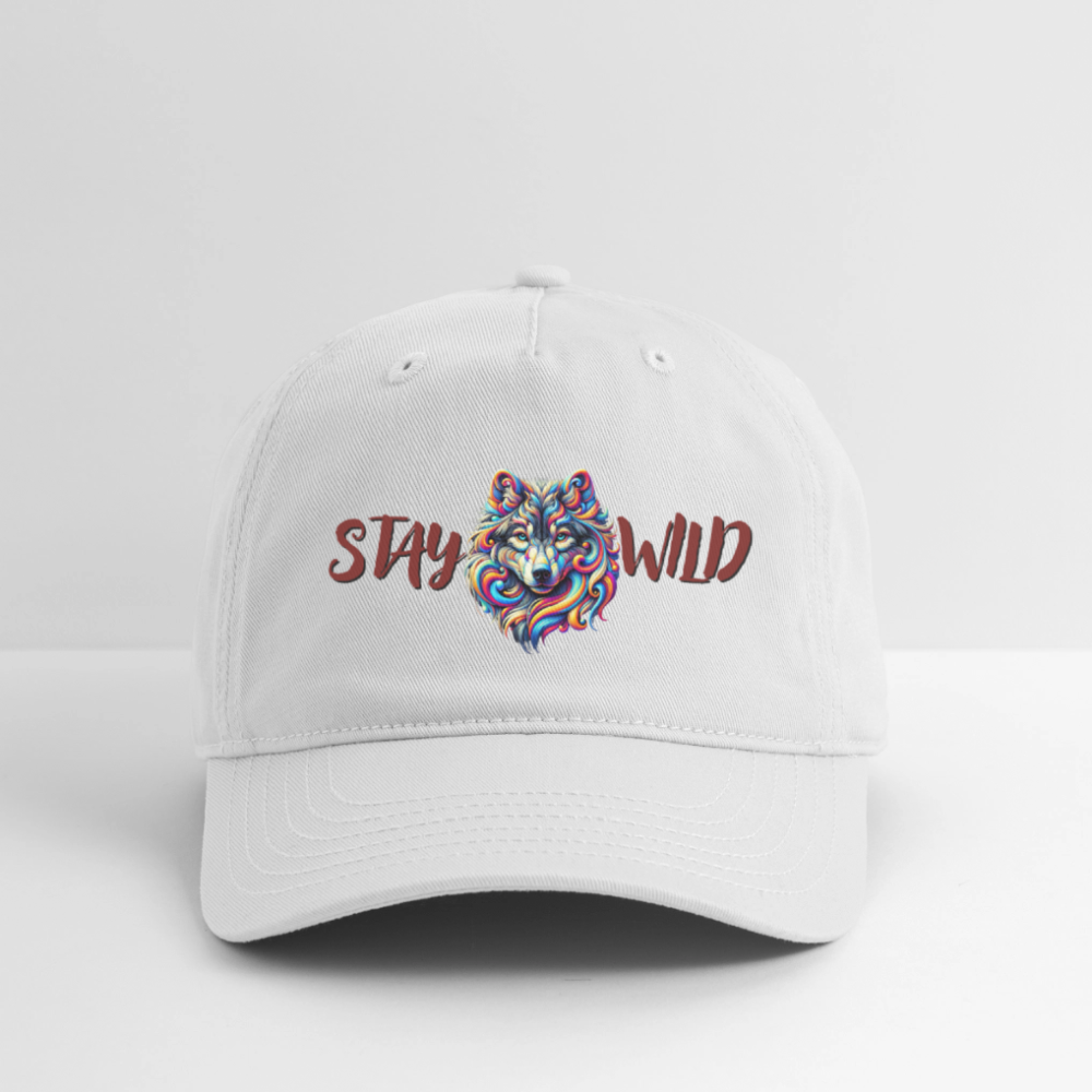Stay Wild Wolf - Organic Baseball Cap - white