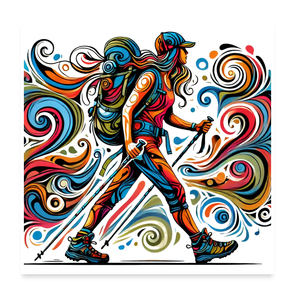 Psychedelic Hiker - Poster 24x24 - white