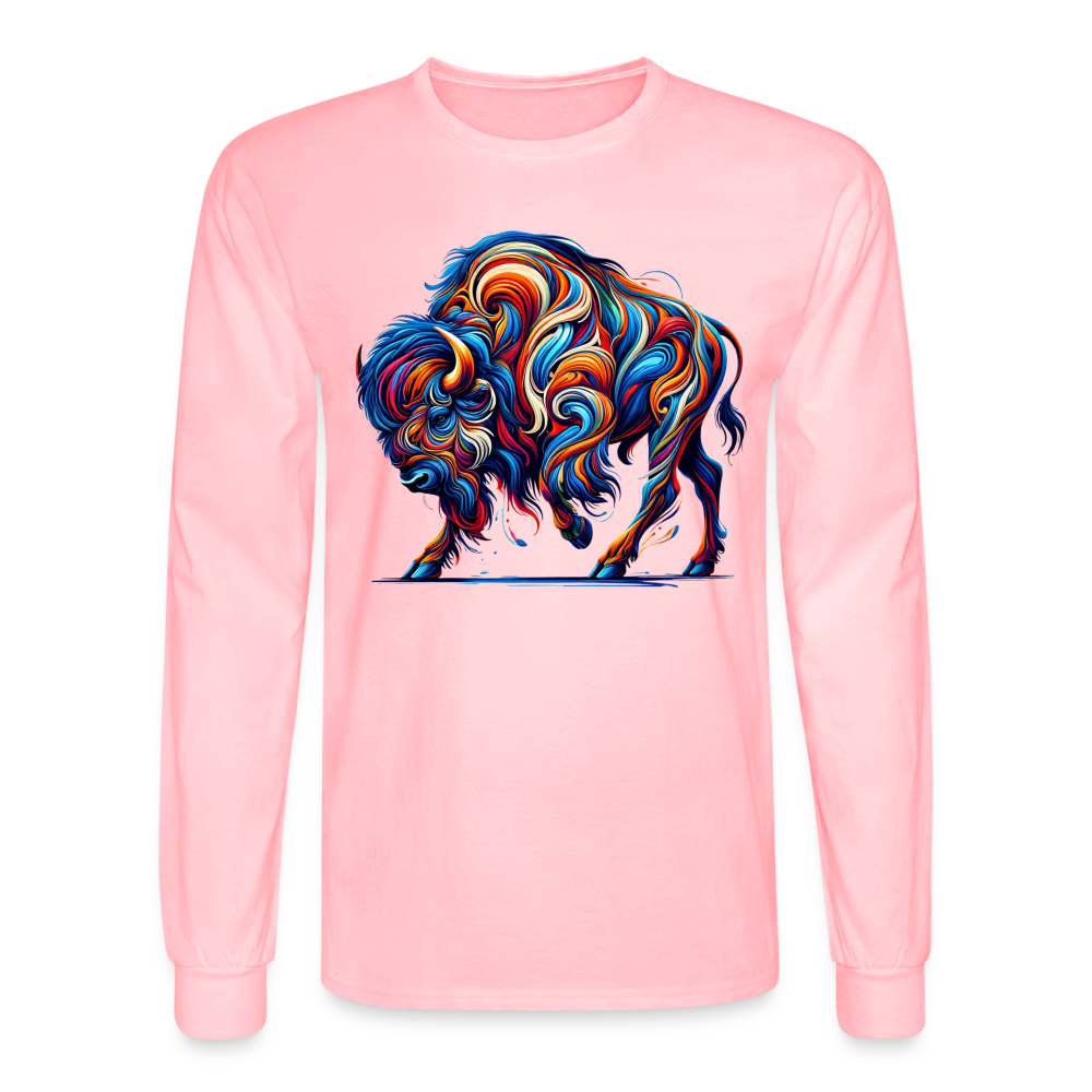 Psychedelic Bison - Unisex Long Sleeve T-Shirt - pink
