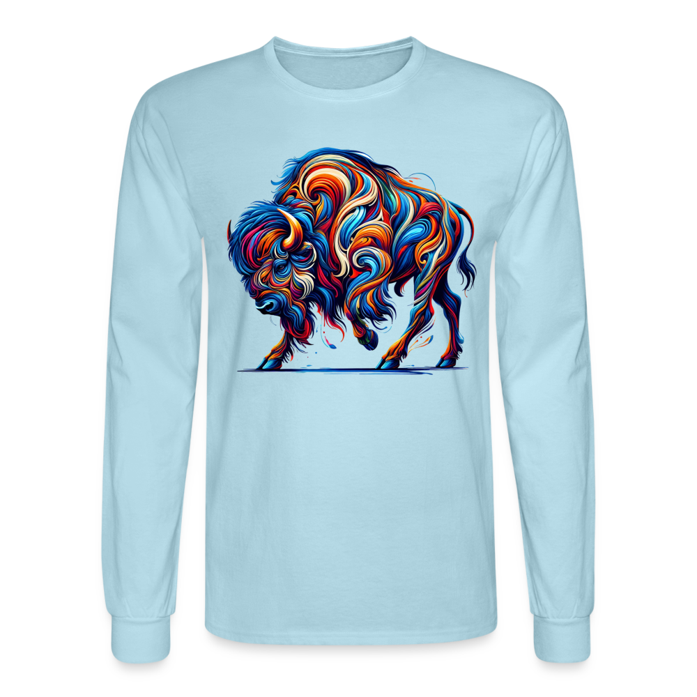 Psychedelic Bison - Unisex Long Sleeve T-Shirt - powder blue