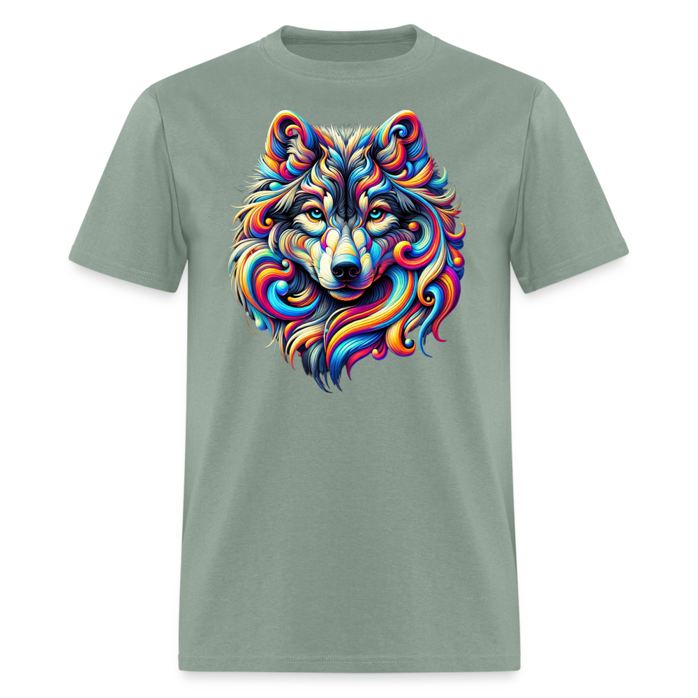Psychedelic Wolf - Unisex T-shirt - sage