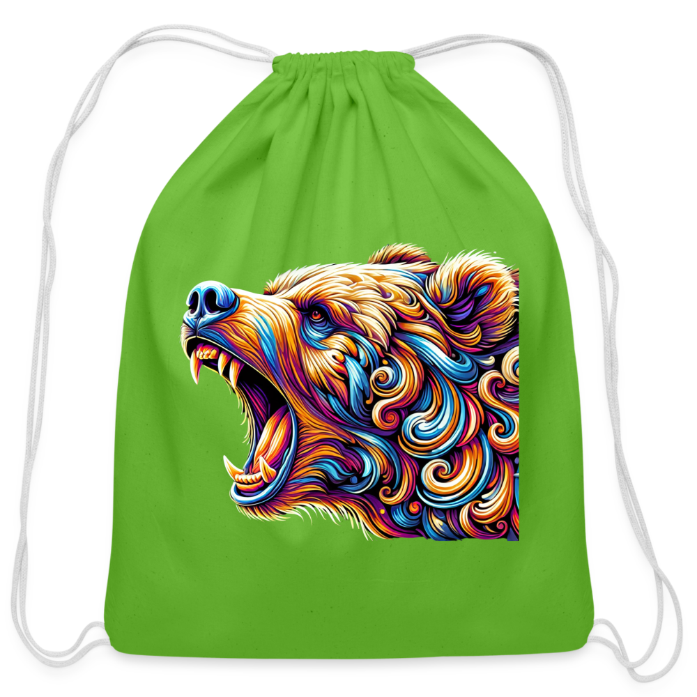 Psychedelic Bear - Cotton Drawstring Bag - clover