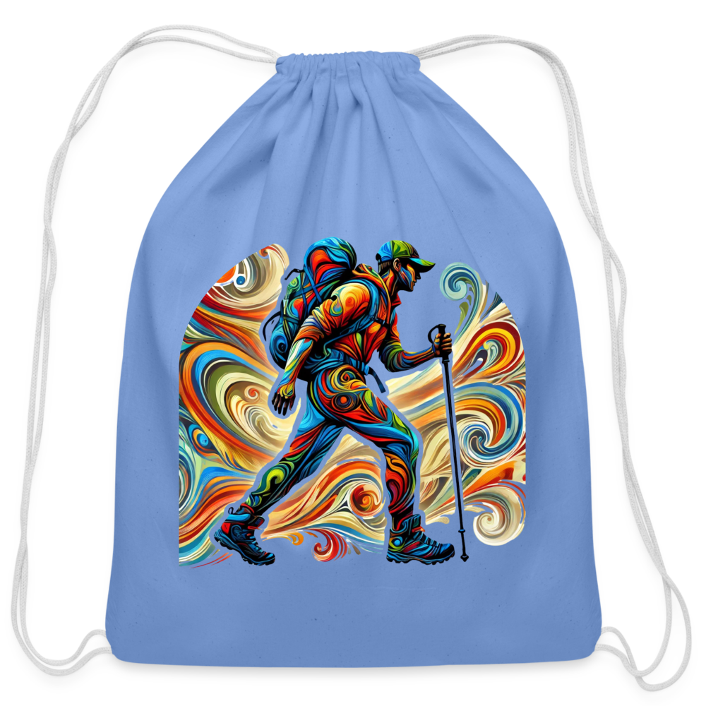 Psychedelic Male Hiker - Cotton Drawstring Bag - carolina blue