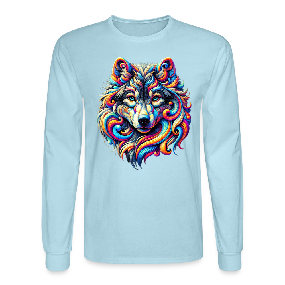 Psychedelic Wolf - Unisex Long Sleeve T-shirt - powder blue