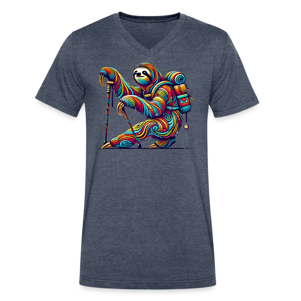 Psychedelic Sloth - Unisex V-Neck T-shirt - heather navy