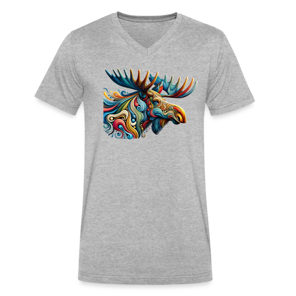 Psychedelic Moose - Unisex V-Neck T-shirt - heather gray