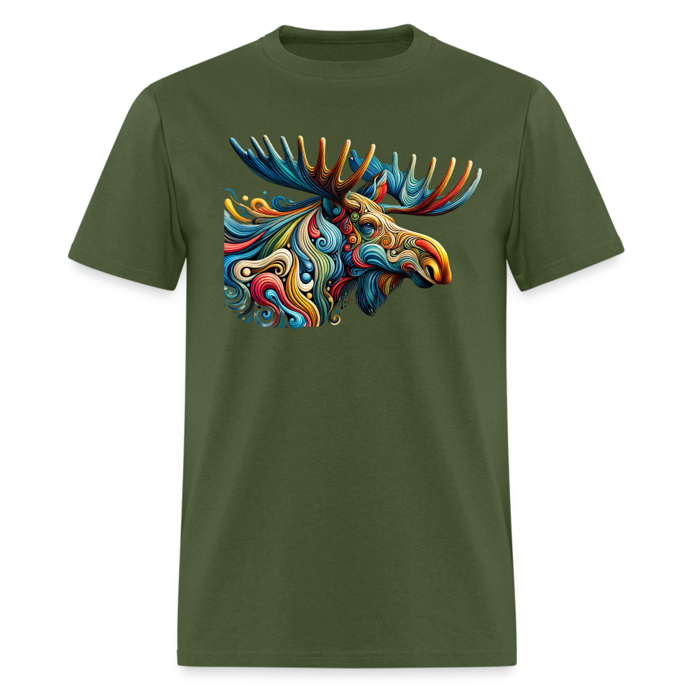 Psychedelic Moose - Unisex T-Shirt - military green