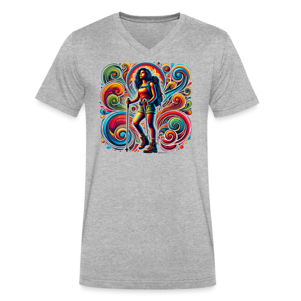 Psychedelic Female 2 Hiker - Unisex V-Neck T-shirt - heather gray