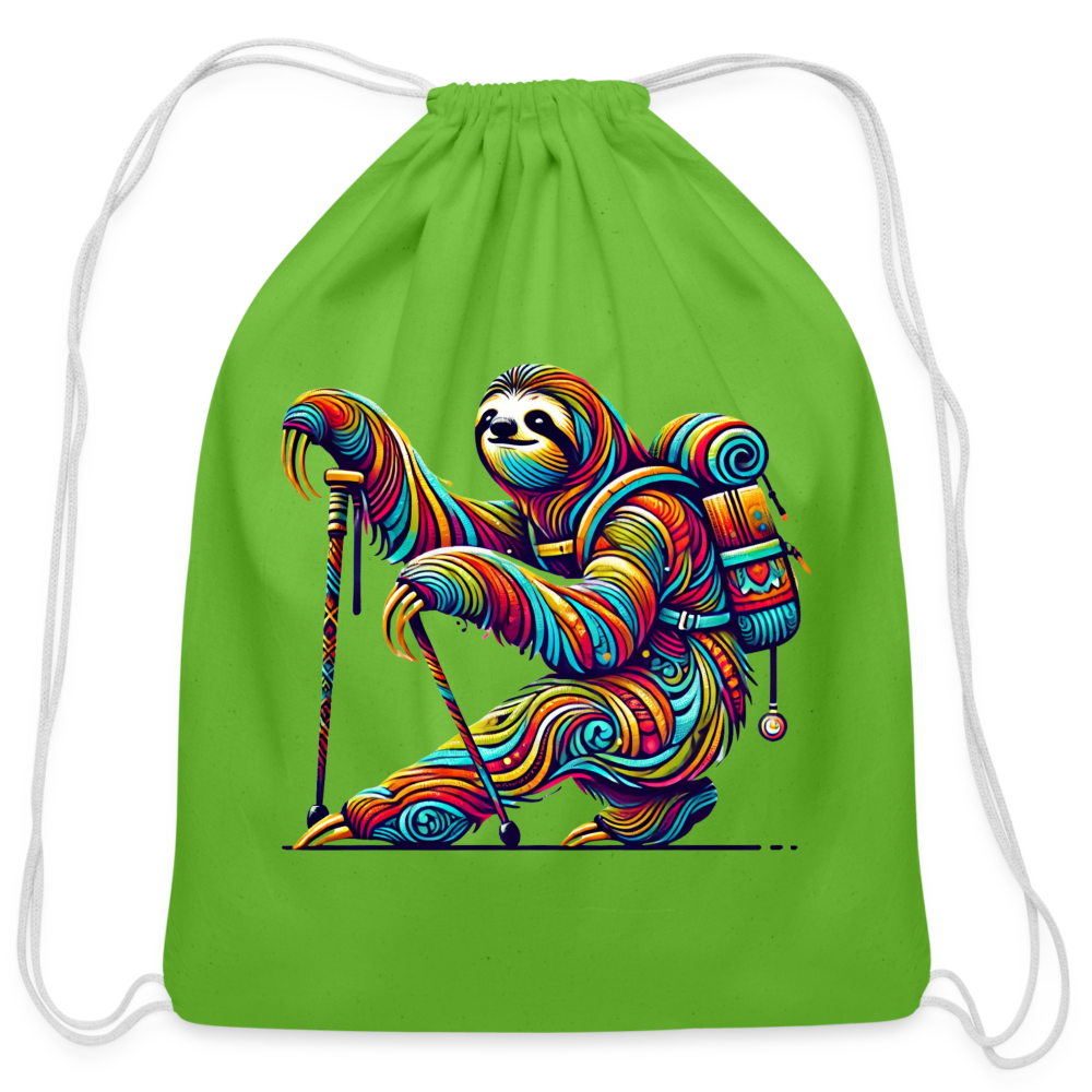 Psychedelic Sloth - Cotton Drawstring Bag - clover