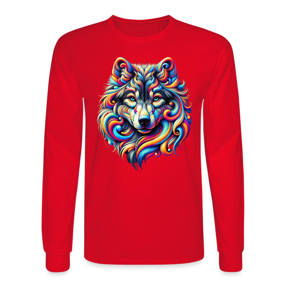 Psychedelic Wolf - Unisex Long Sleeve T-shirt - red