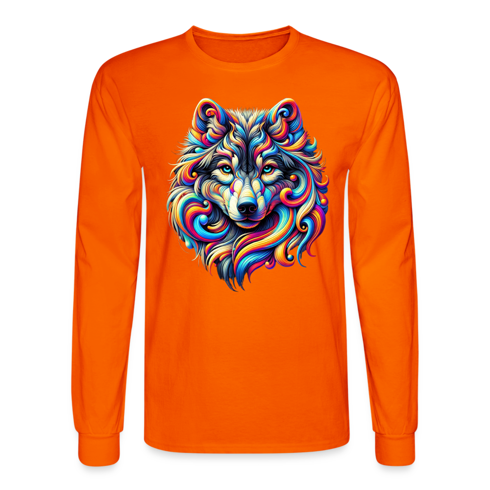 Psychedelic Wolf - Unisex Long Sleeve T-shirt - orange