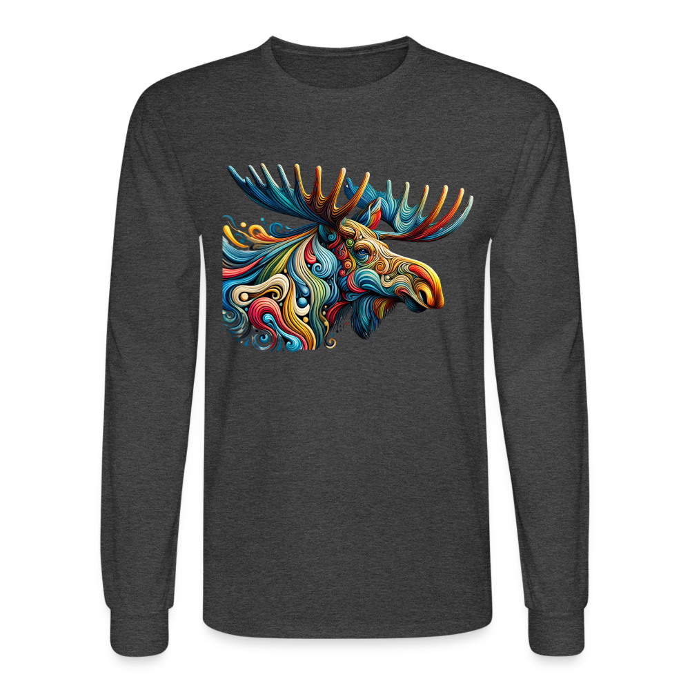 Psychedelic Moose - Unisex Long Sleeve T-Shirt - heather black