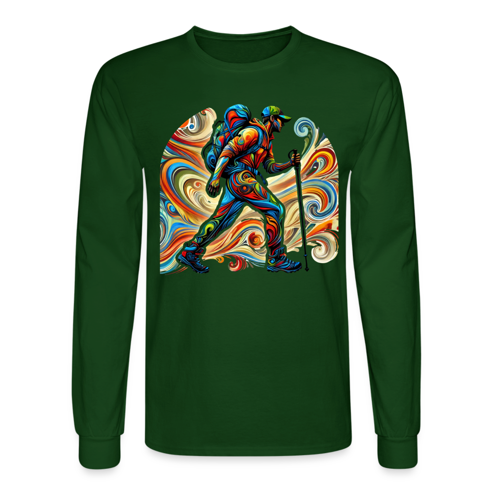 Psychedelic Male Hiker - Unisex Long Sleeve T-Shirt - forest green