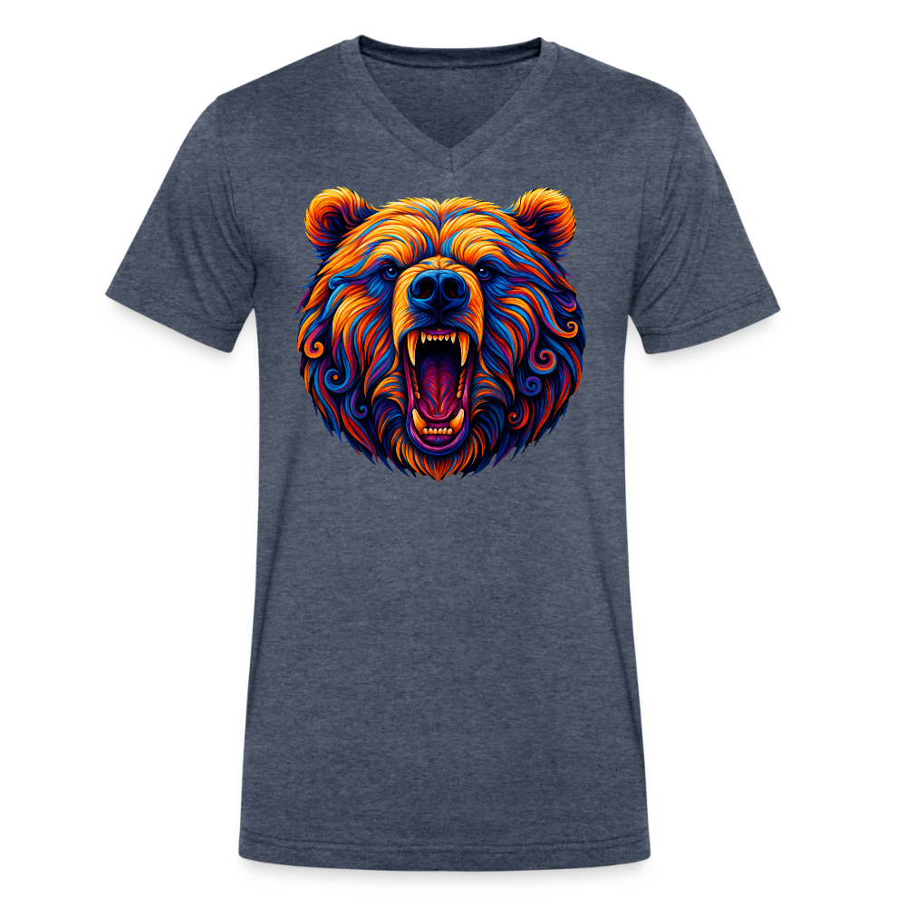 Psychedelic Bear - Unisex V-Neck T-shirt - heather navy