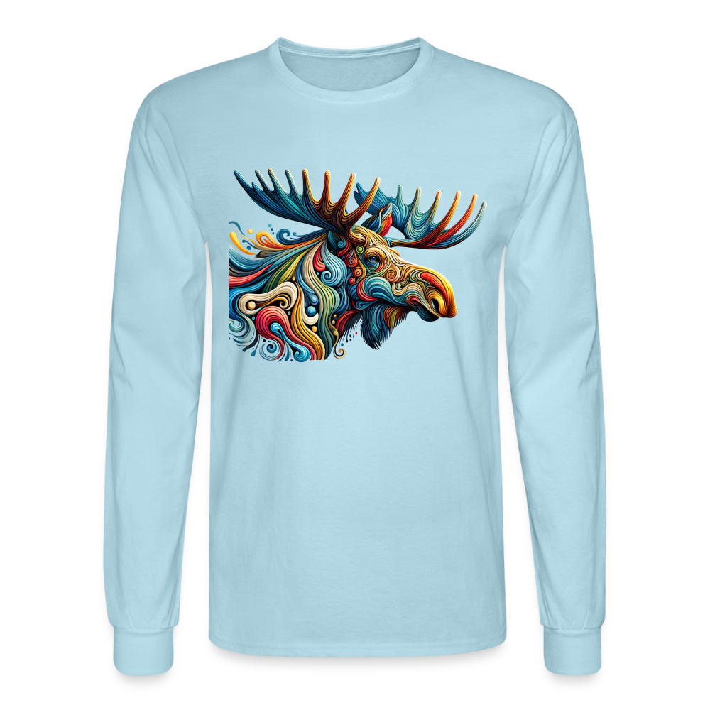 Psychedelic Moose - Unisex Long Sleeve T-Shirt - powder blue