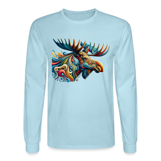 Psychedelic Moose - Unisex Long Sleeve T-Shirt - powder blue