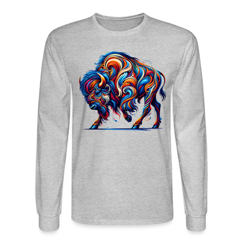 Psychedelic Bison - Unisex Long Sleeve T-Shirt - heather gray