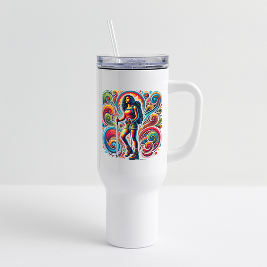 Psychedelic Female Hiker 2 - 40 oz Travel Tumbler - white