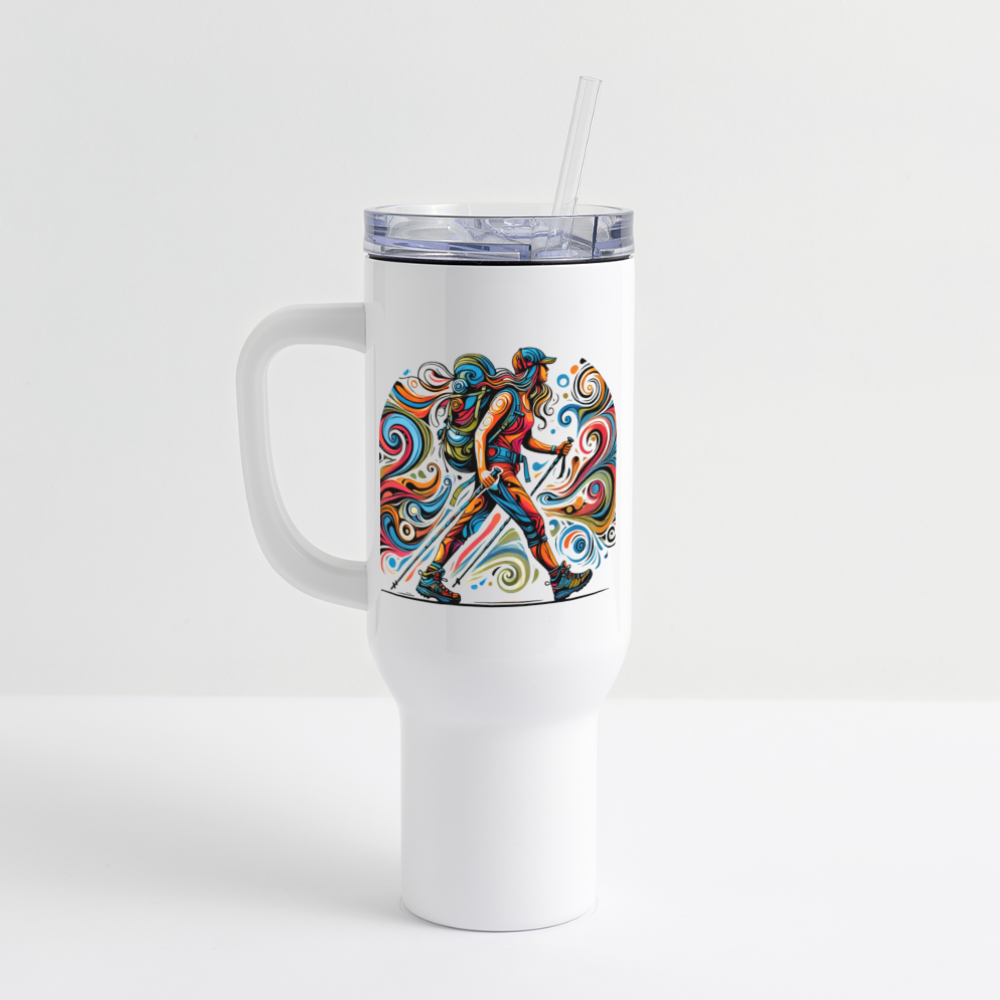 Psychedelic Female Hiker - 40 oz Travel Tumbler - white