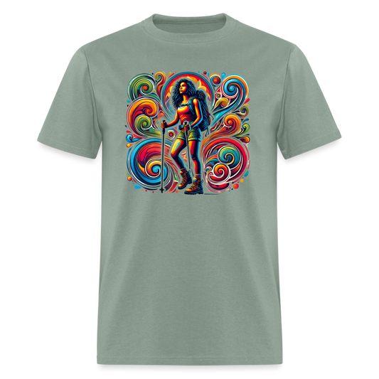 Psychedelic Female 2 Hiker - Unisex T-shirt - sage