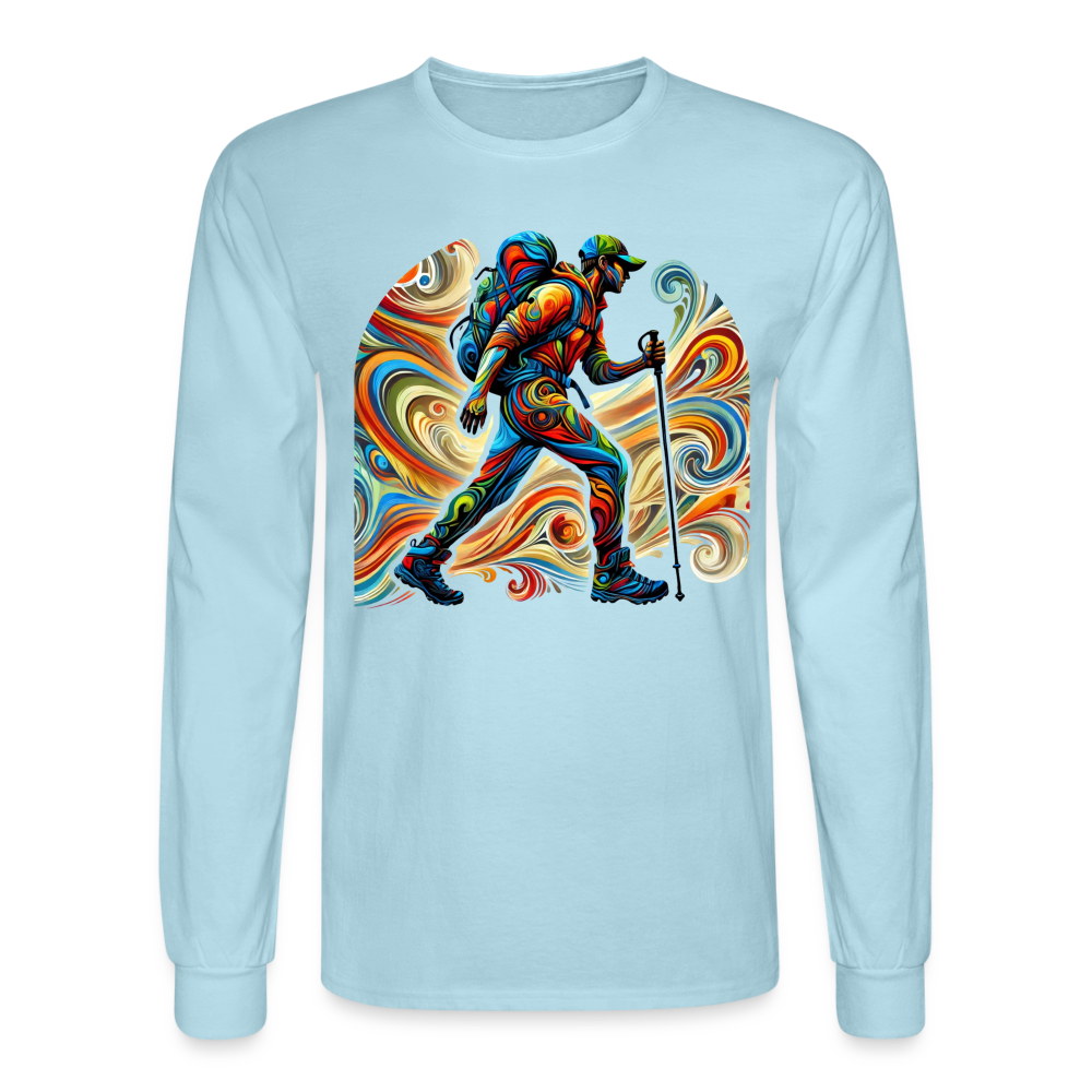 Psychedelic Male Hiker - Unisex Long Sleeve T-Shirt - powder blue