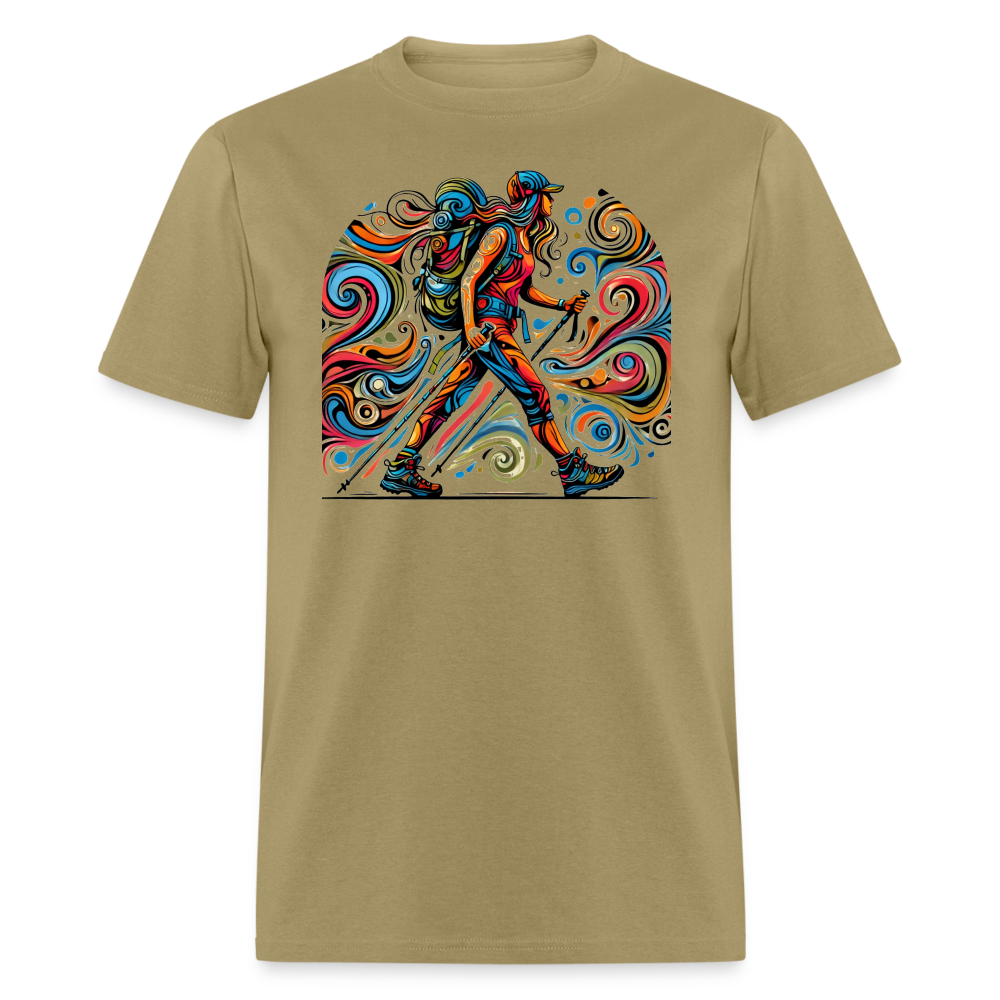 Psychedelic Female Hiker - Unisex T-shirt - khaki