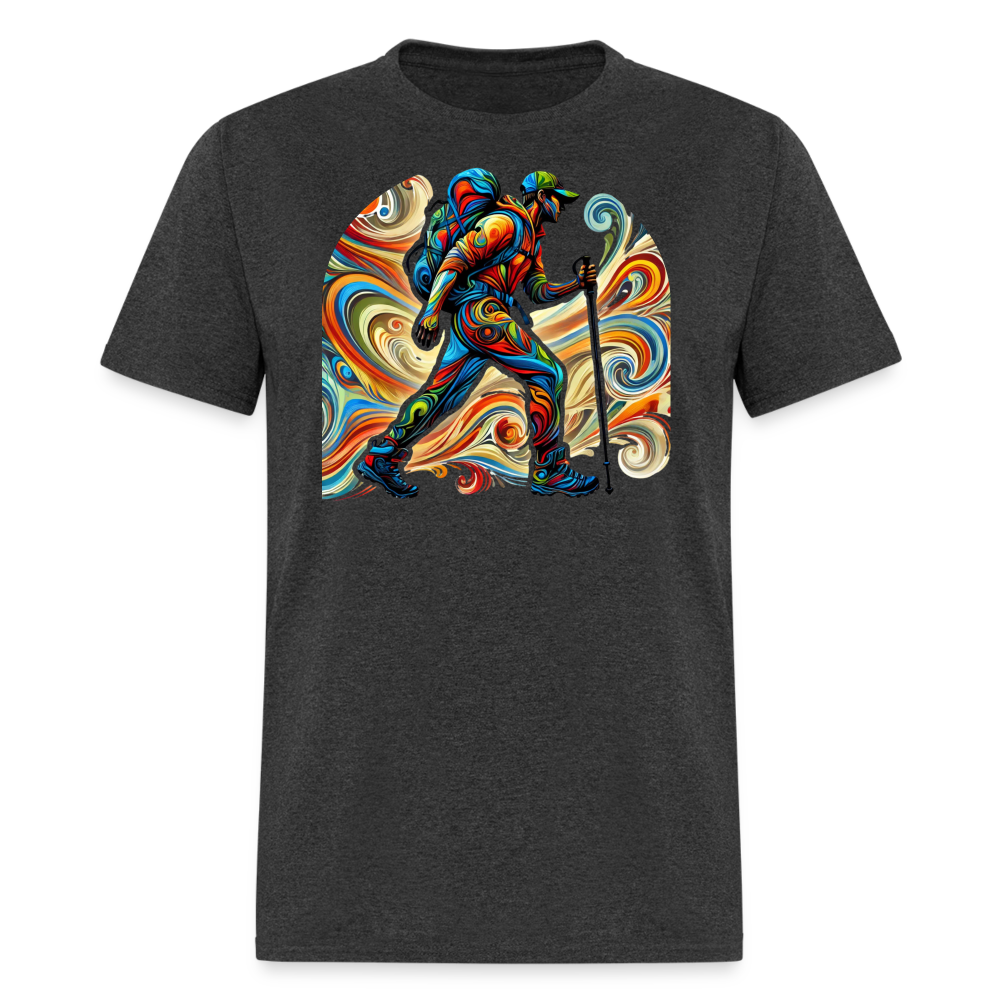 Psychedelic Male Hiker - Unisex T-Shirt - heather black