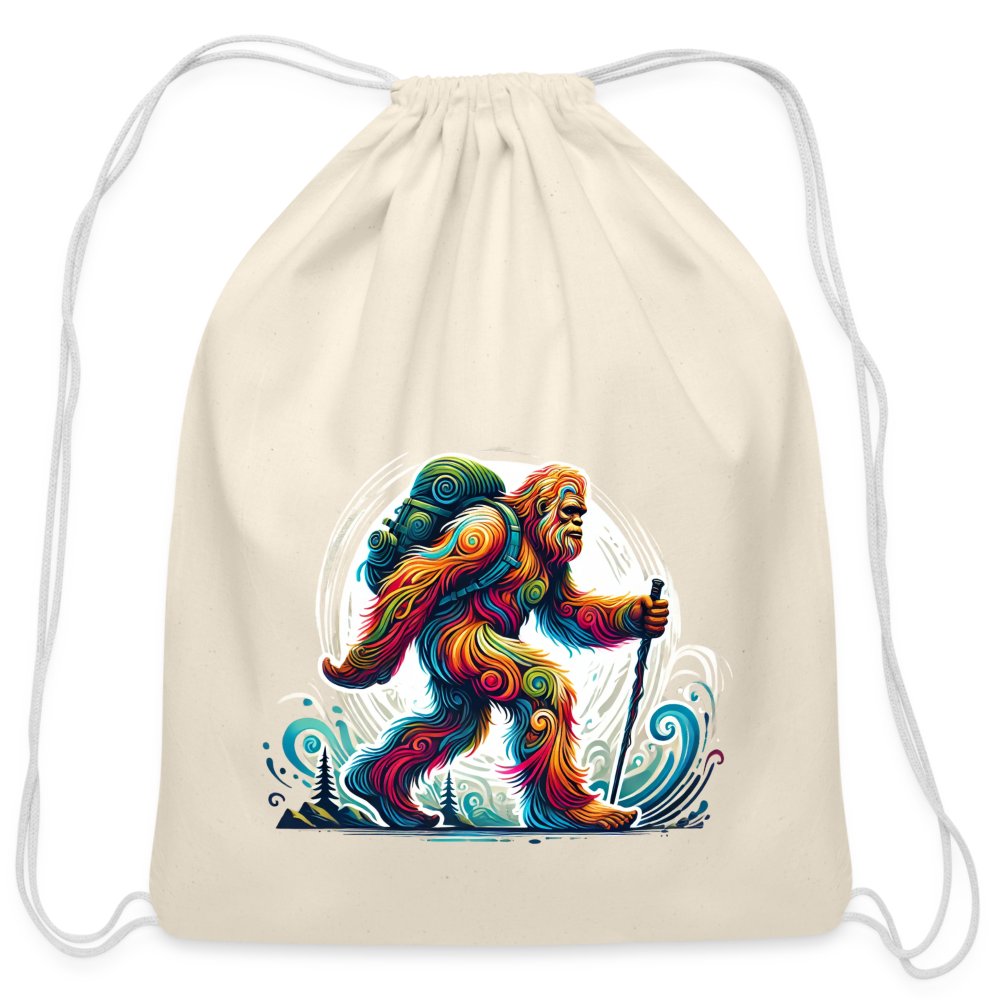 Psychedelic Bigfoot - Cotton Drawstring Bag - natural