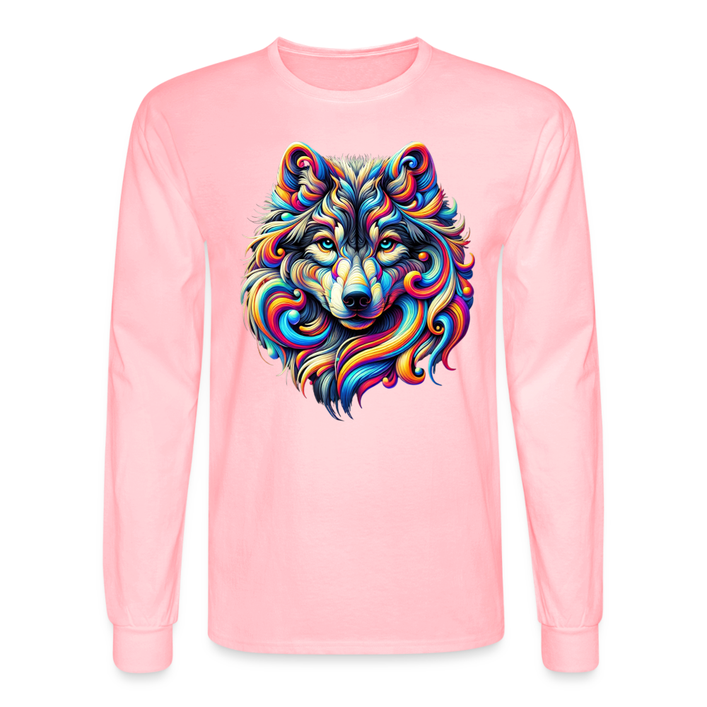 Psychedelic Wolf - Unisex Long Sleeve T-shirt - pink