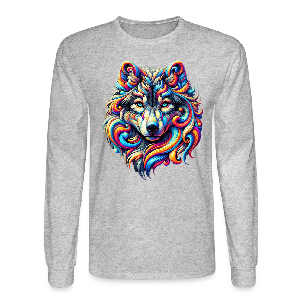 Psychedelic Wolf - Unisex Long Sleeve T-shirt - heather gray