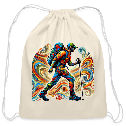 Psychedelic Male Hiker - Cotton Drawstring Bag - natural