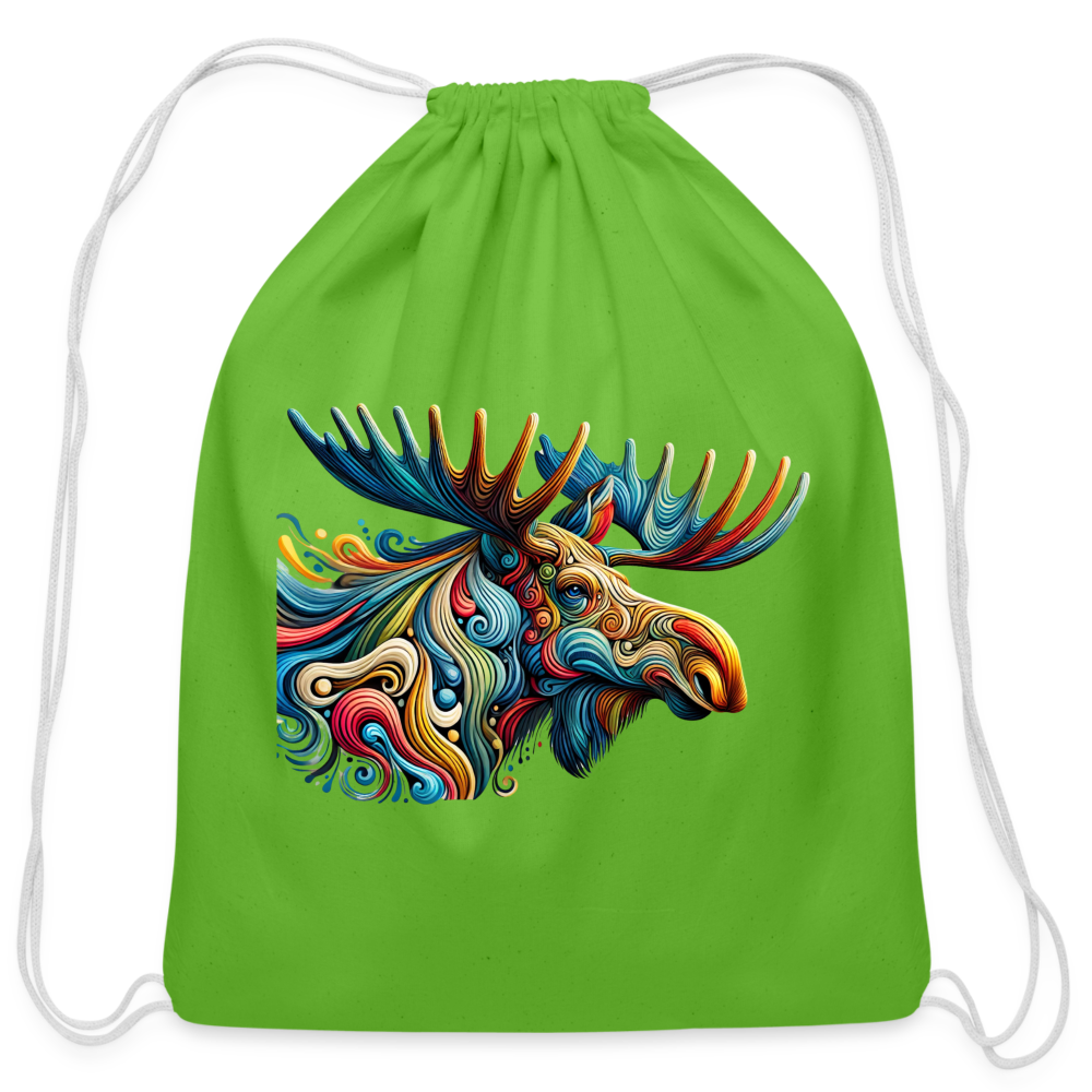 Psychedelic Moose - Cotton Drawstring Bag - clover