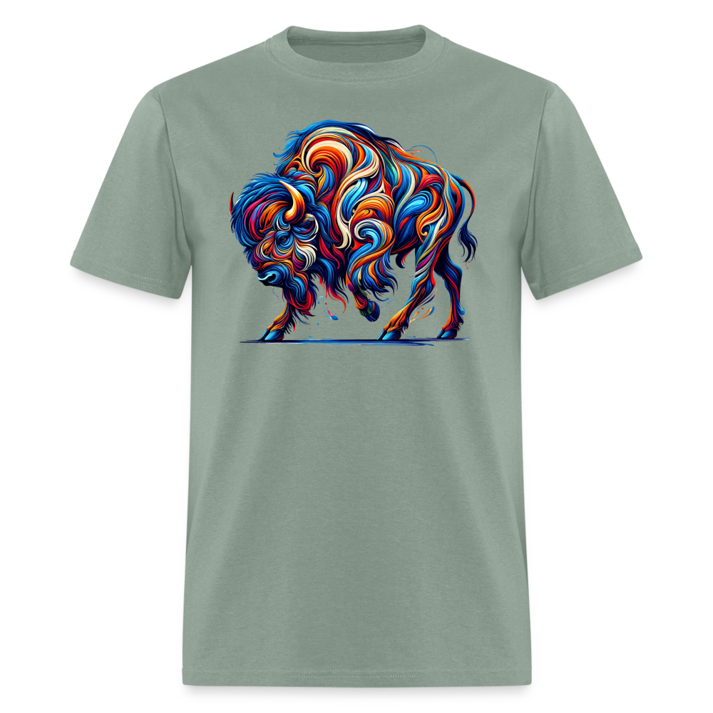 Psychedelic Bison - Unisex T-Shirt - sage